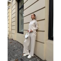 Теплий прогулянковий костюм бежевого кольору 29607