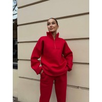 Теплий жіночий костюм червоного кольору 29611