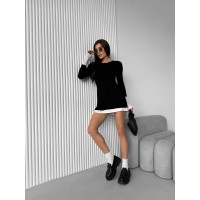 Женское ангоровое платье мини черного цвета 29615