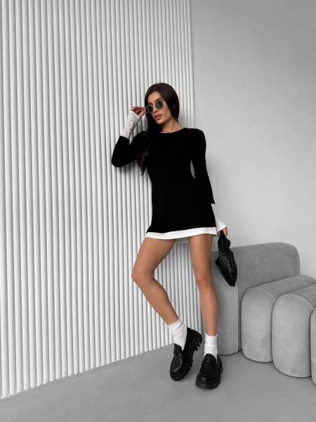 Женское ангоровое платье мини черного цвета 29615