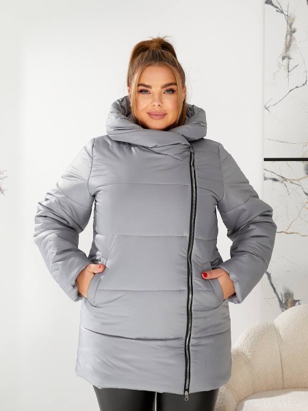Жіноча зимова куртка сiрого кольору 29652