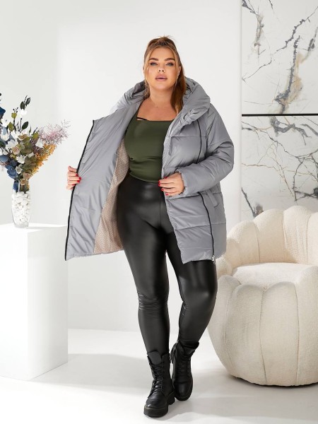 Жіноча зимова куртка сiрого кольору 29652