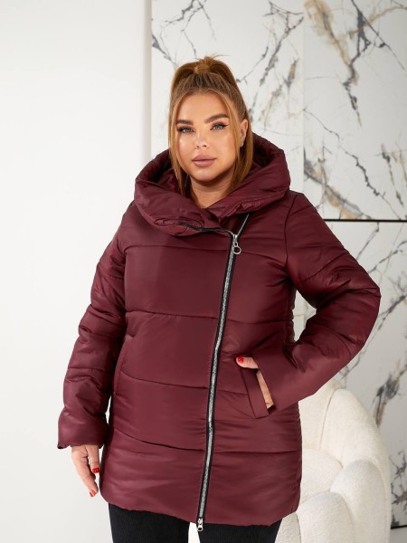 Жіноча зимова куртка бордового кольору 29653