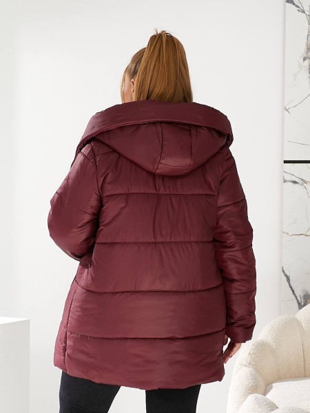 Жіноча зимова куртка бордового кольору 29653