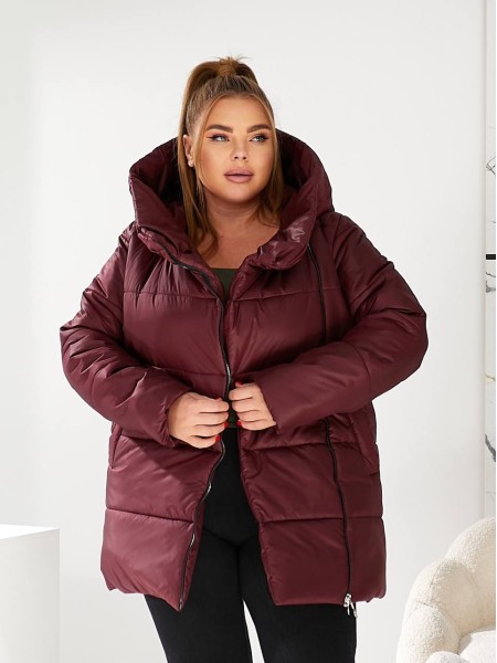 Жіноча зимова куртка бордового кольору 29653