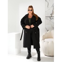 Теплое кашемировое пальто черного цвета 29657