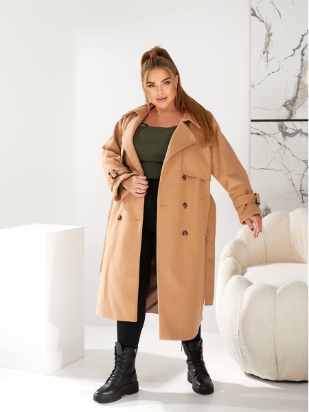 Тепле пальто кашемірове бежевого кольору 29659