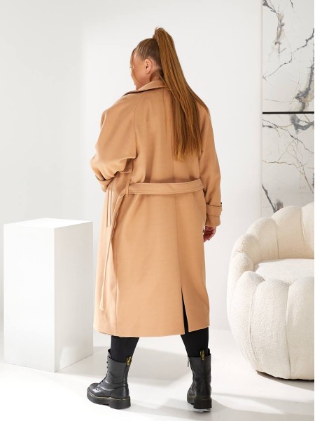 Тепле пальто кашемірове бежевого кольору 29659