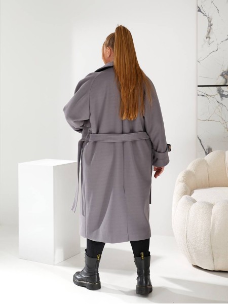 Тепле пальто кашемірове сiрого кольору 29660
