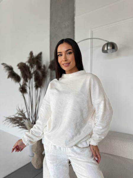 Жіночий домашній махровий костюм молочного кольору  29696