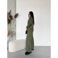 Жіночий прогулянковий костюм з теплого трикотажу кольору хакi 29706