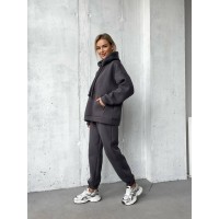 Жіночий спортивний костюм з капюшоном графітового кольору 29720