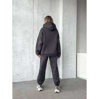Жіночий спортивний костюм з капюшоном графітового кольору 29720