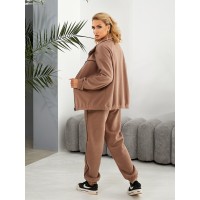 Женский спортивный костюм флисовый кофейного цвета 29734