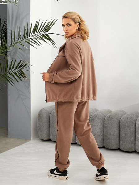 Женский спортивный костюм флисовый кофейного цвета 29734