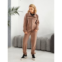Женский спортивный костюм флисовый кофейного цвета 29734