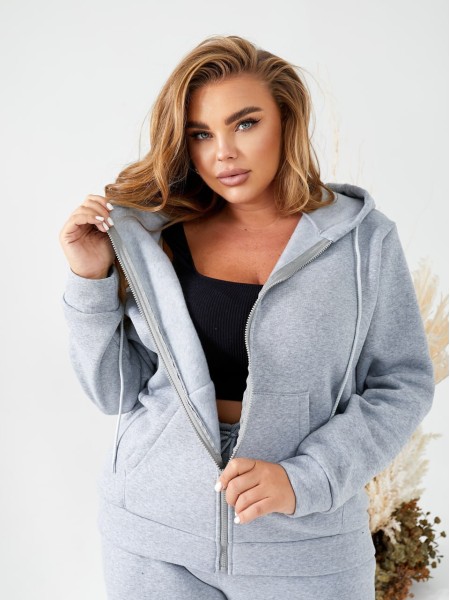 Базовый спортивный костюм для женщин серого цвета 29746