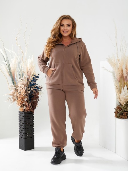 Базовый спортивный костюм для женщин кофейного цвета 29747