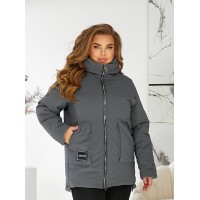 Жіноча зимова куртка з капюшоном сірого кольору 29753