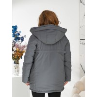 Жіноча зимова куртка з капюшоном сірого кольору 29753