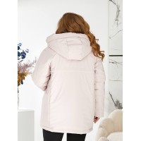 Жіноча зимова куртка з капюшоном молочного кольору 29755