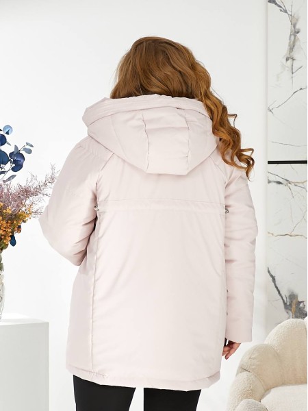 Жіноча зимова куртка з капюшоном молочного кольору 29755