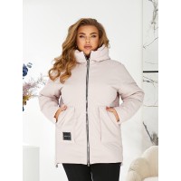 Жіноча зимова куртка з капюшоном молочного кольору 29755