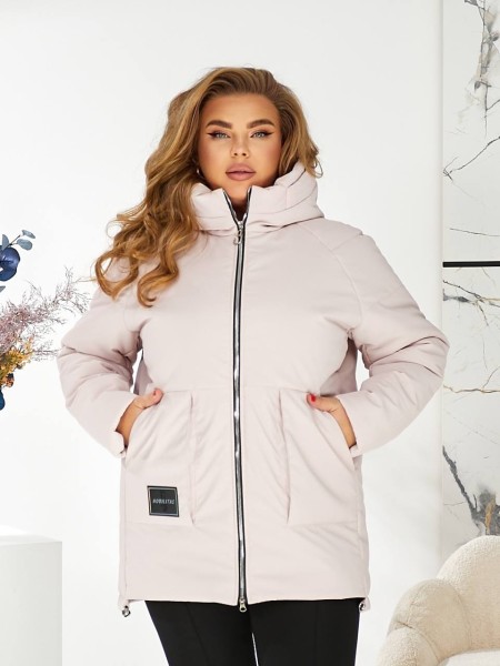 Жіноча зимова куртка з капюшоном молочного кольору 29755