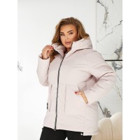 Жіноча зимова куртка з капюшоном молочного кольору 29755