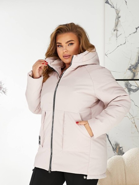 Жіноча зимова куртка з капюшоном молочного кольору 29755