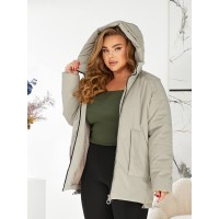 Жіноча зимова куртка з капюшоном бежевого кольору 29756