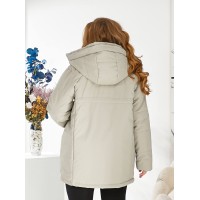 Жіноча зимова куртка з капюшоном бежевого кольору 29756