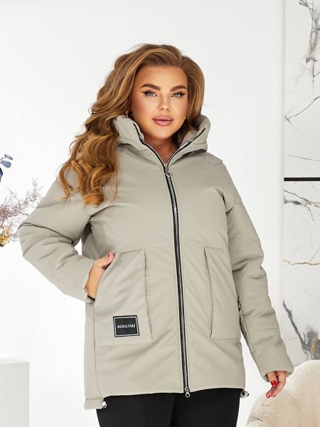 Жіноча зимова куртка з капюшоном бежевого кольору 29756