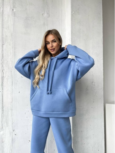 Женский спортивный костюм с капюшоном голубого цвета 29759