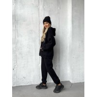 Жіночий спортивний костюм з капюшоном чорного кольору 29762