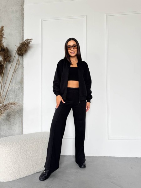 Женский теплый костюм на змейке черного цвета 29773