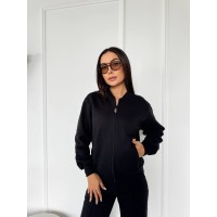 Жіночий теплий костюм на змійці чорного кольору 29773