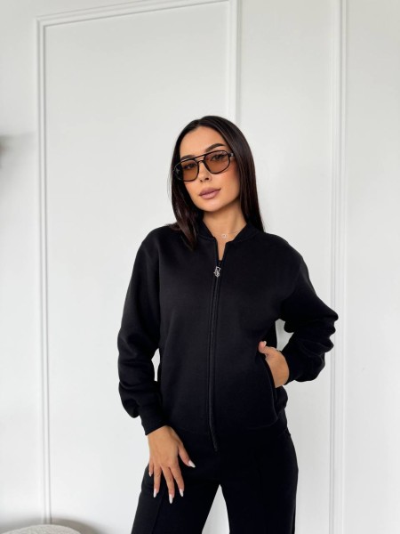 Женский теплый костюм на змейке черного цвета 29773