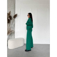 Жіночий теплий костюм на змійці зеленого кольору 29774