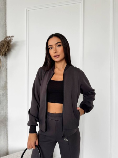 Женский теплый костюм на змейке графитового цвета 29775