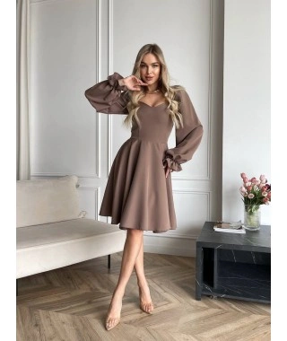 Класична сукня мiнi кавового кольору 30909