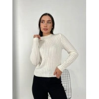 Обтягивающий женский свитер молочного цвета 31610