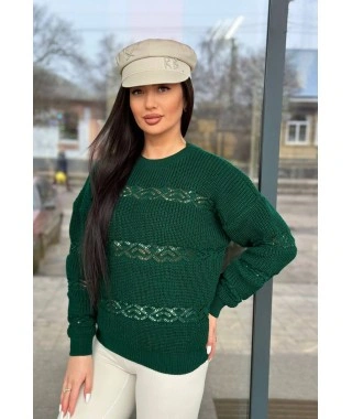 Тонкий женский свитер зеленого цвета 31736