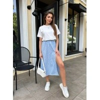 Женская легкая юбка миди голубого цвета 31745