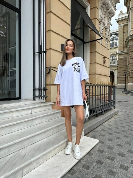 Хлопковая футболка с рисунком белого цвета 31781