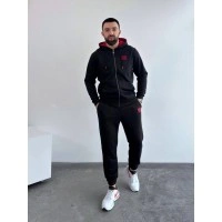 Мужской спортивный костюм на змейке черного цвета 33062