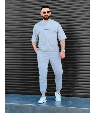 Мужской летний прогулочный костюм серого цвета 33580