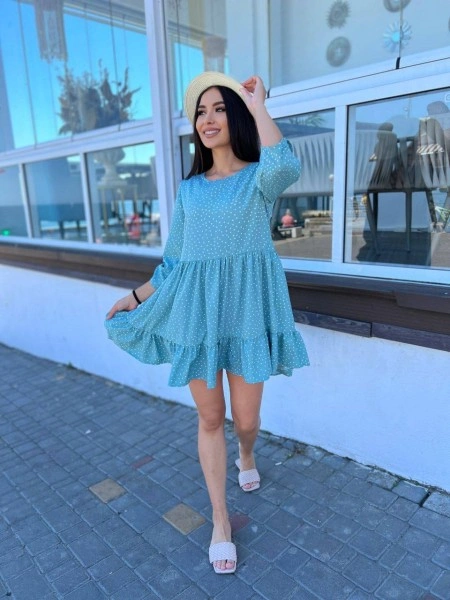 Платье свободного кроя мятного цвета 27089