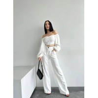 Костюм топ + штани бiлого кольору 27299 ORdio