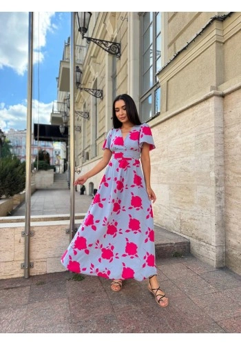 Прогулочное женское платье серого цвета 28368